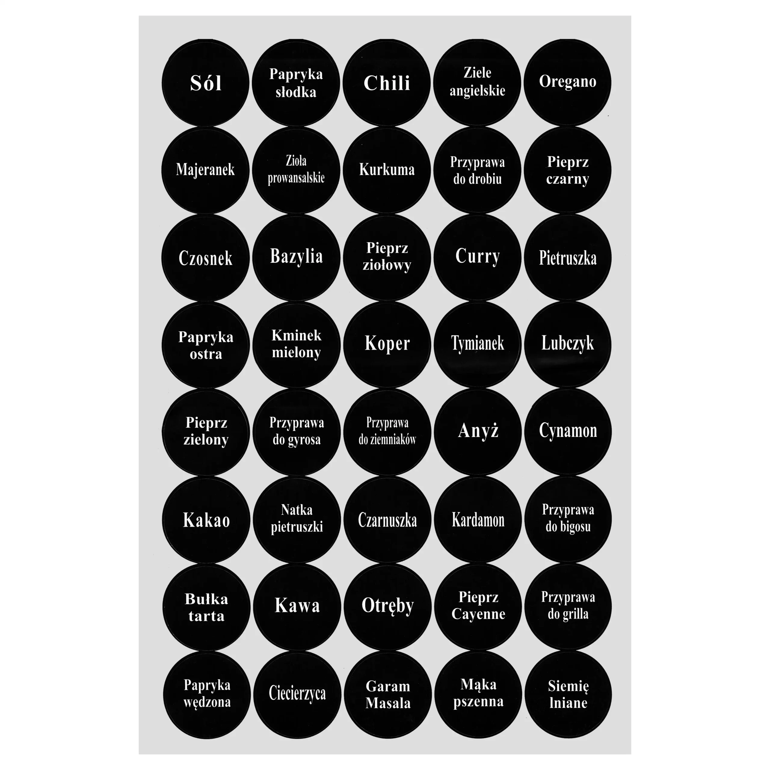 Naklejki na pojemniki z przyprawami Brunbeste
